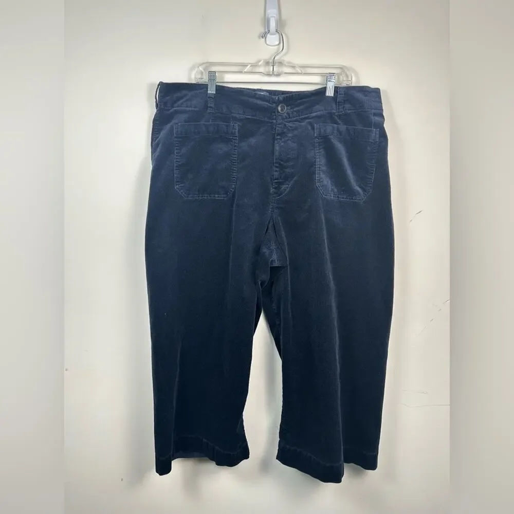 Maeve Colette Corduroy Pants Women 22 Navy‎ Blue Excellent Cropped Wide Leg